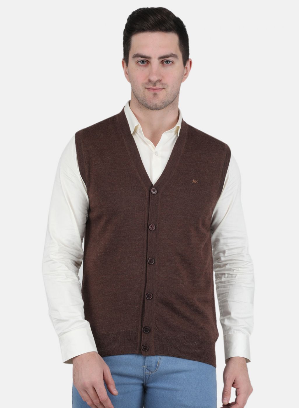 Men Brown Solid Cardigan