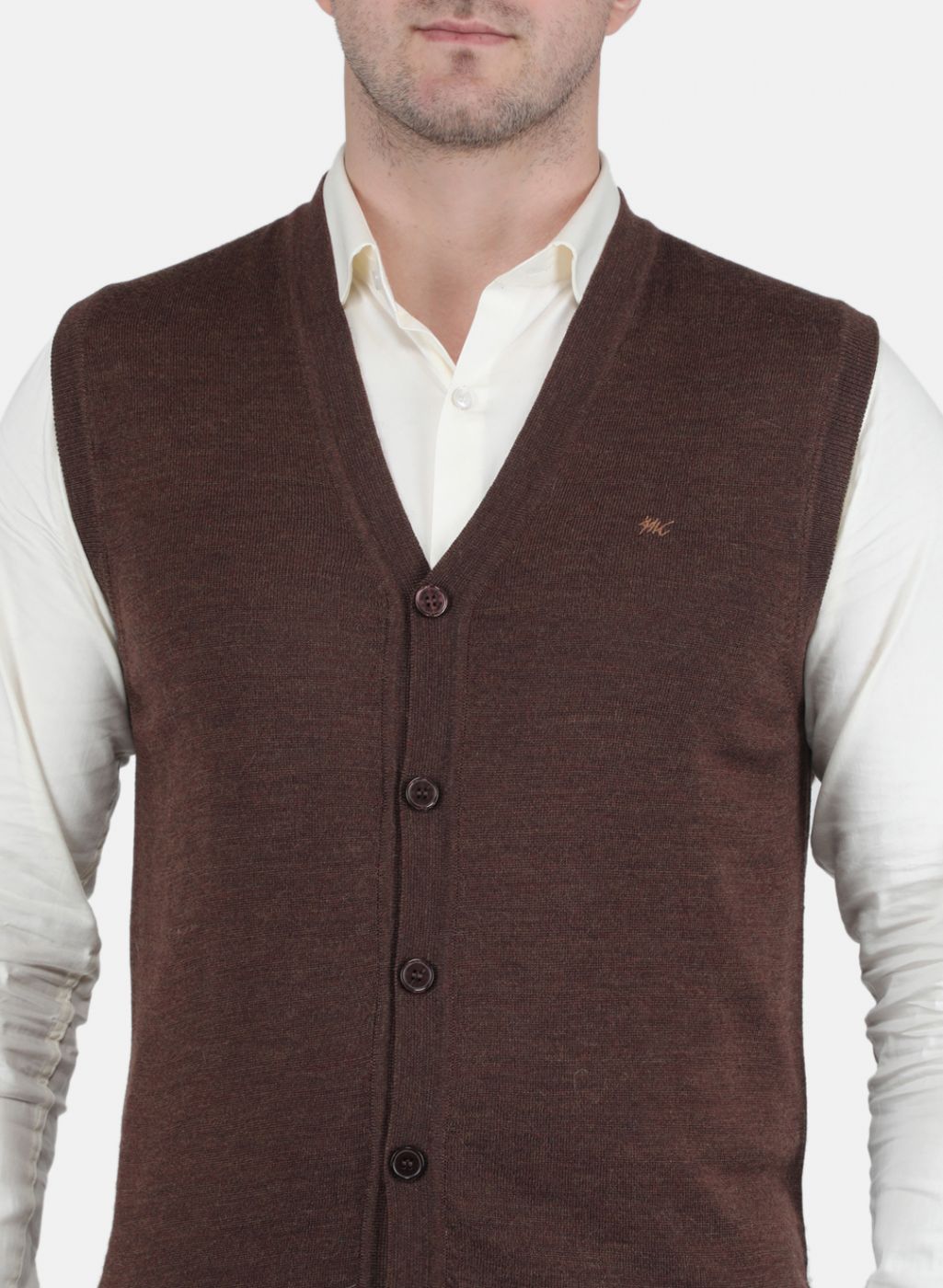 Men Brown Solid Cardigan