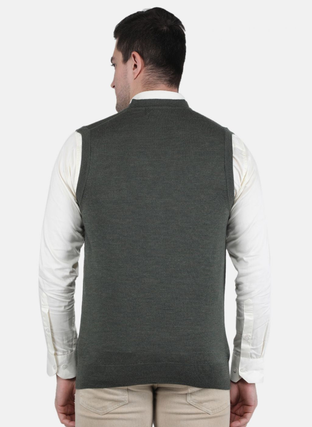 Men Olive Solid Cardigan