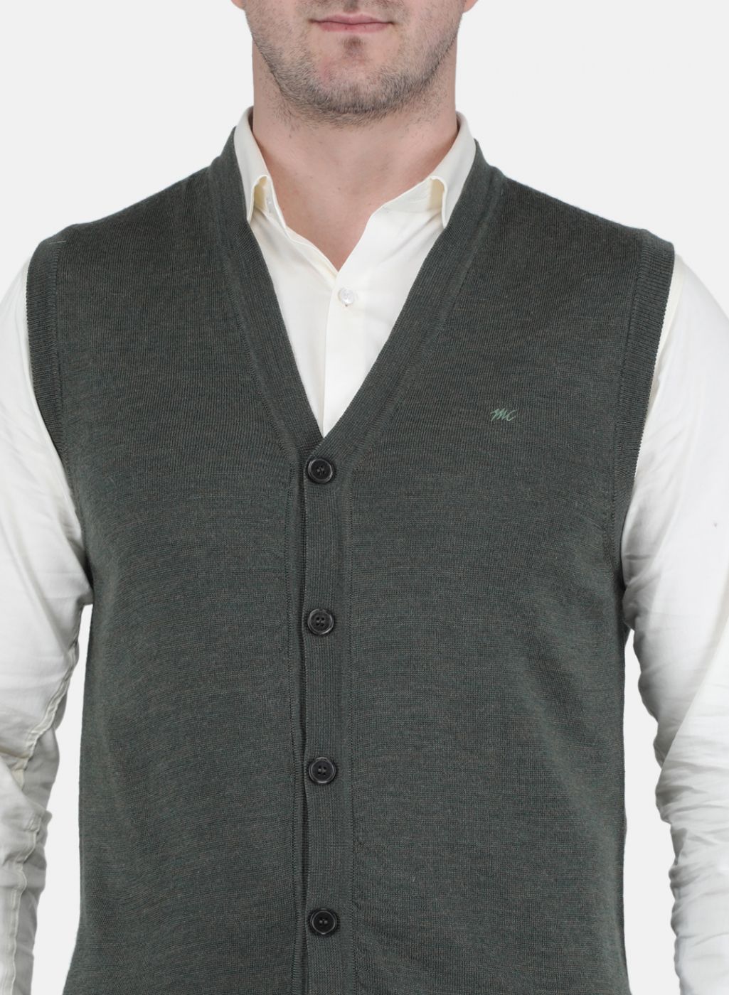 Men Olive Solid Cardigan