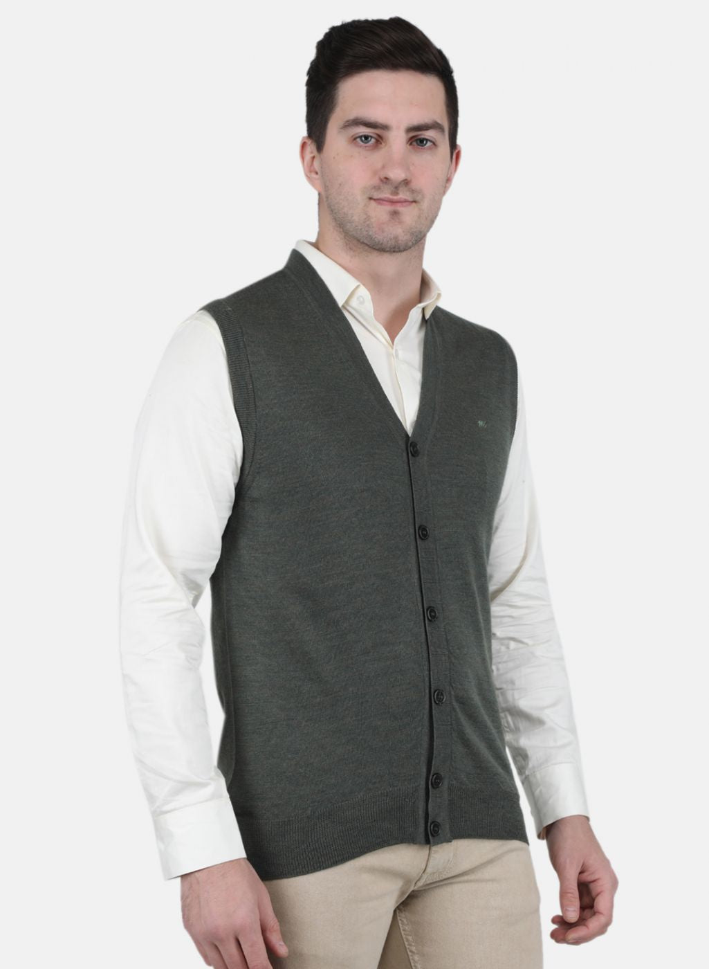 Men Olive Solid Cardigan