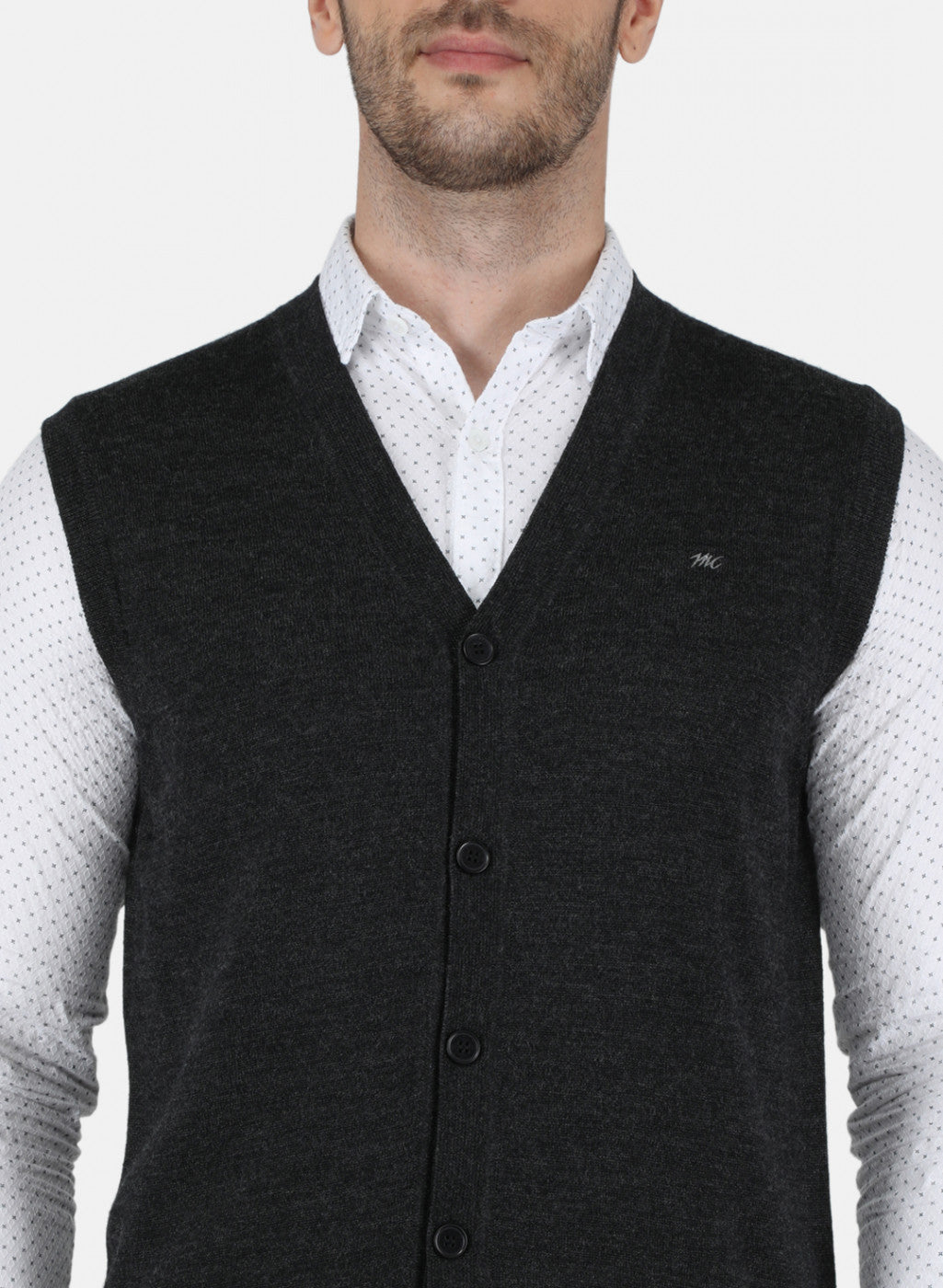 Men Dark Grey Solid Cardigan