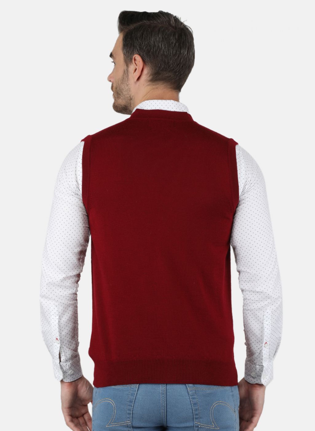 Men Maroon Solid Cardigan