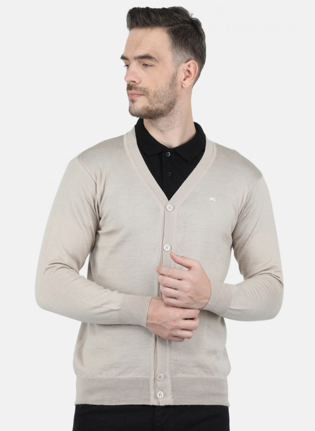 Buy Men Beige Solid V Neck Sleeveless Sweater Online in India - Monte Carlo