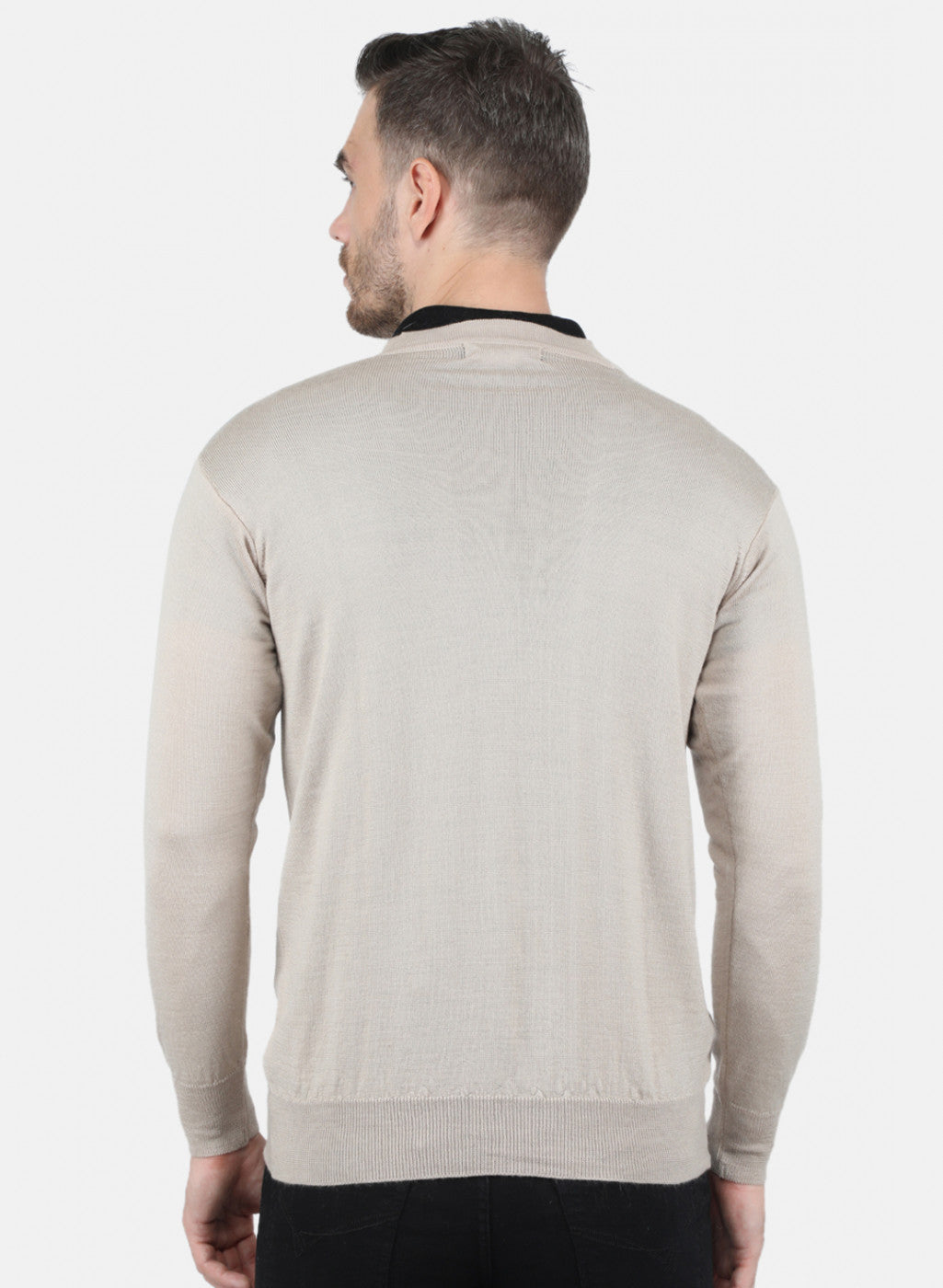 Men Beige Solid Cardigan