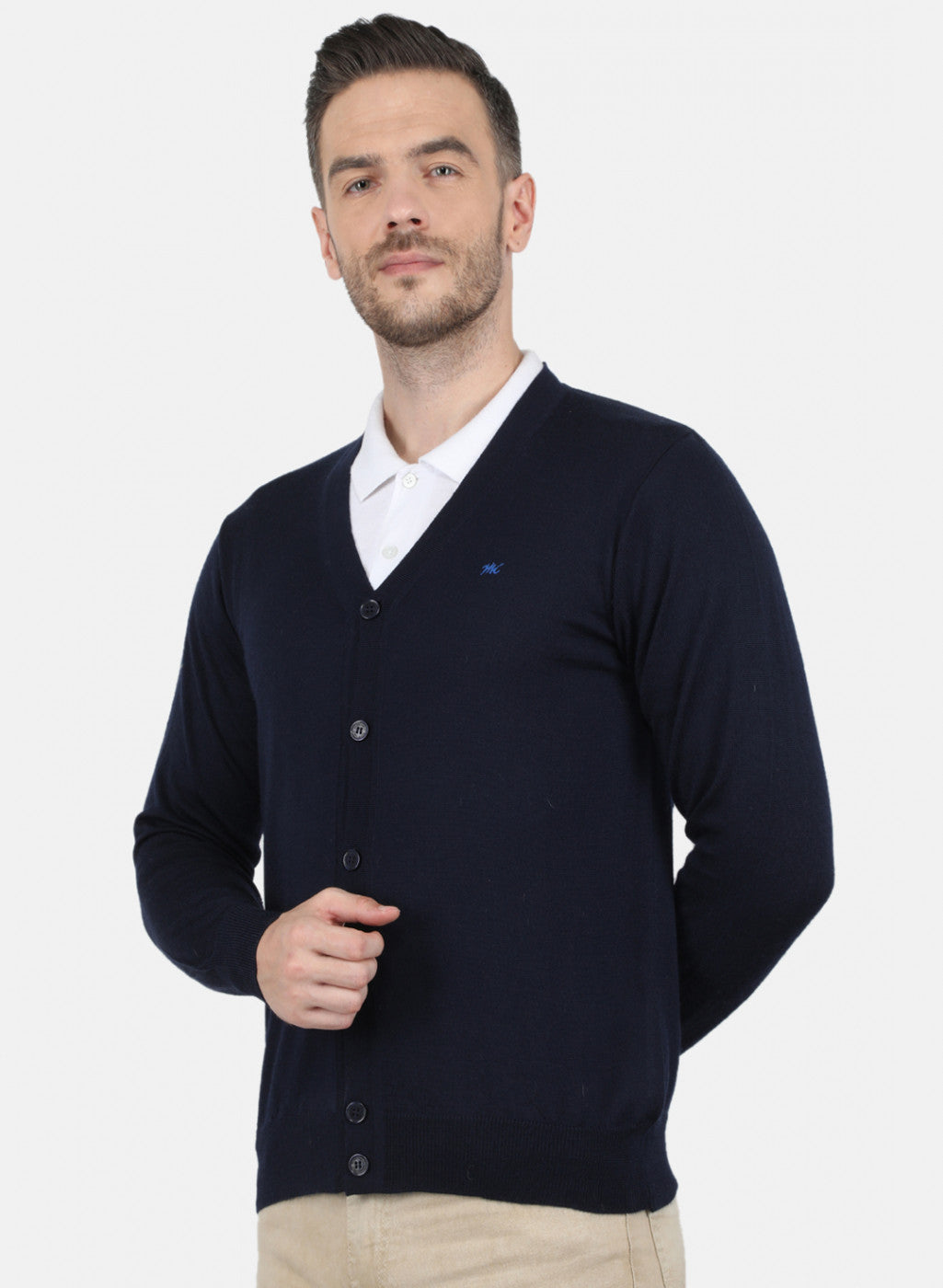 Men NAvy Blue Solid Cardigan