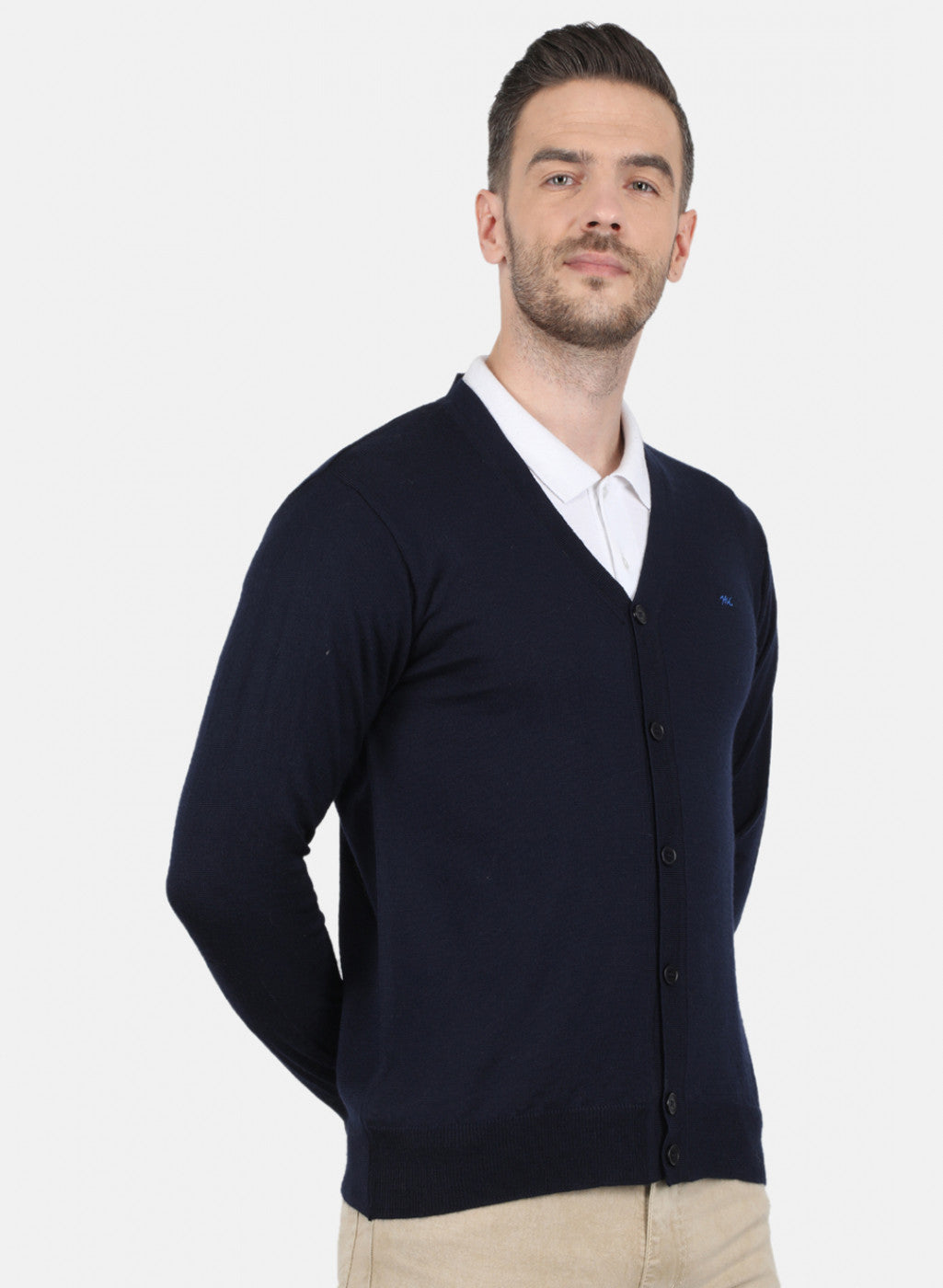 Men NAvy Blue Solid Cardigan