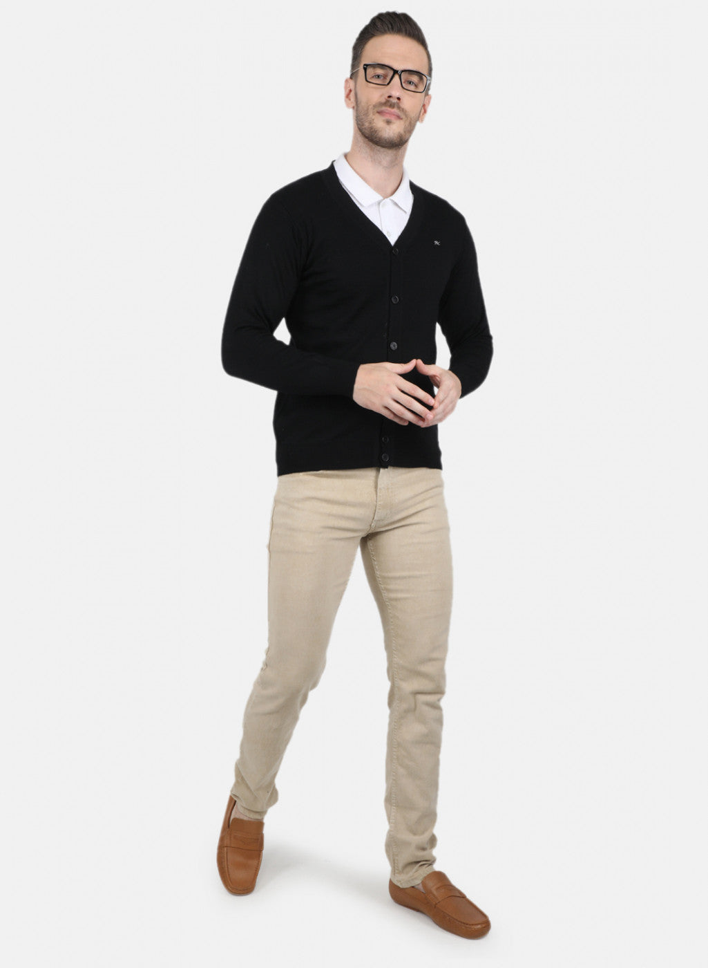 Men Black Solid Cardigan