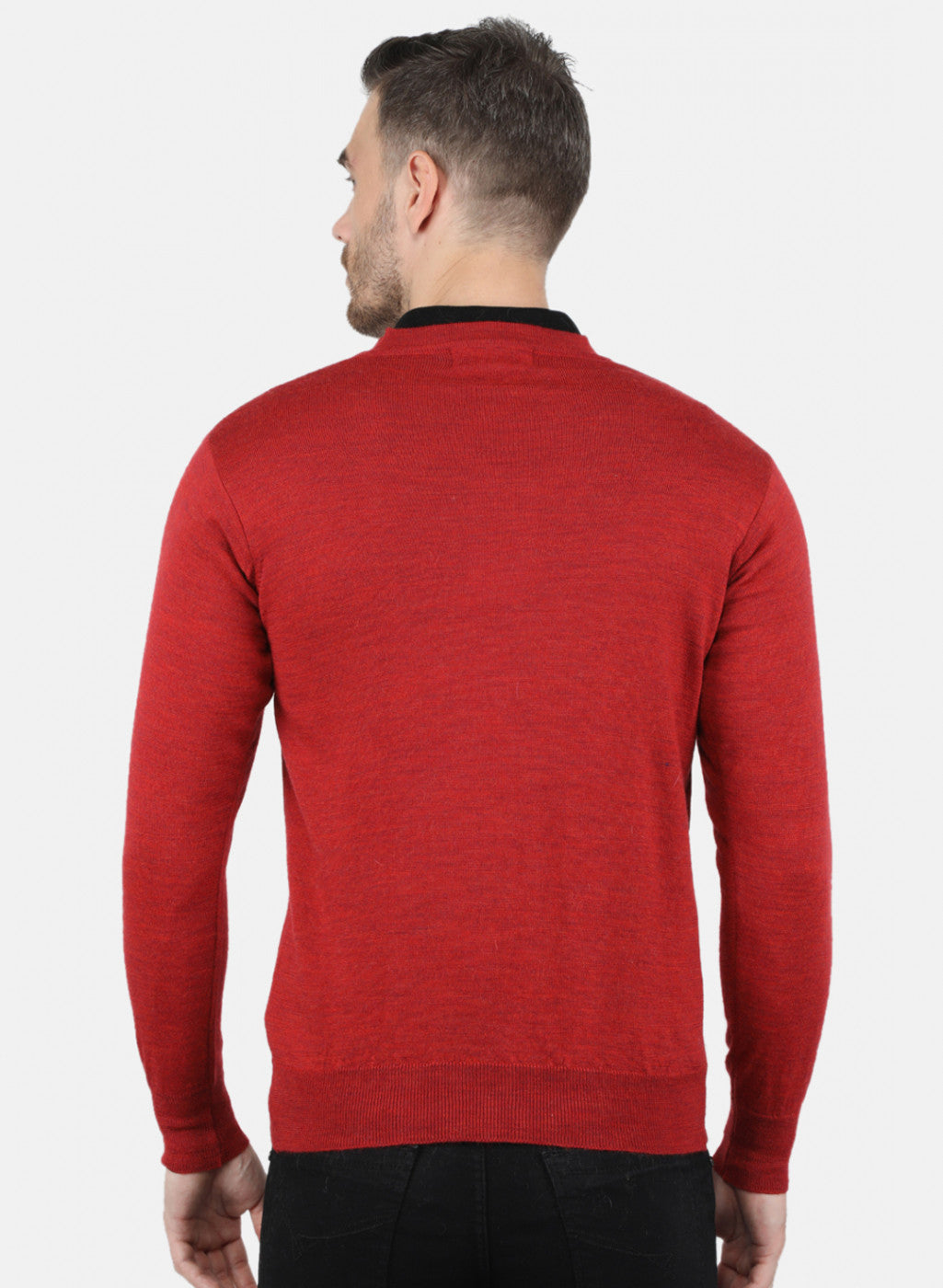 Men Red Solid Cardigan