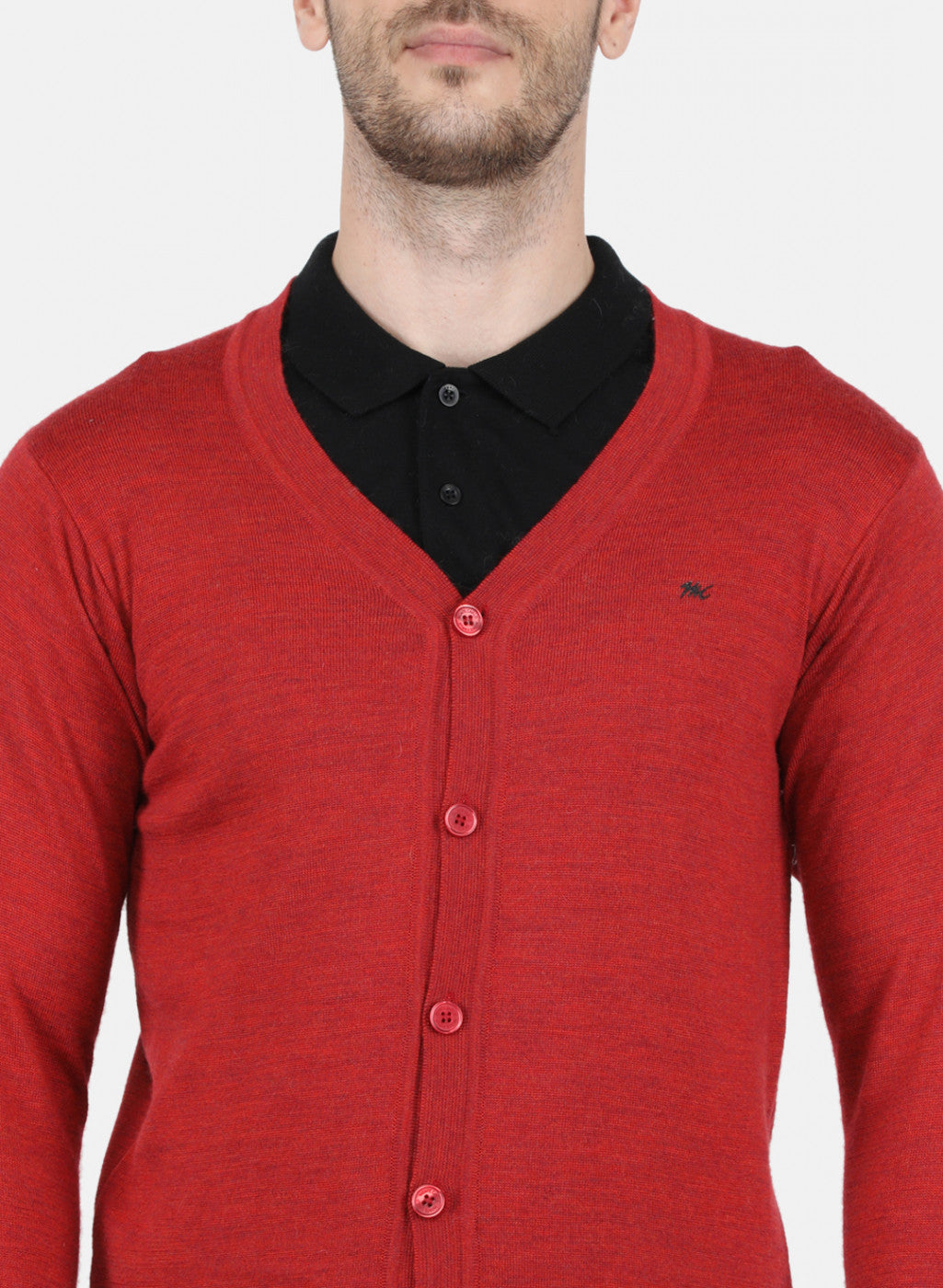 Men Red Solid Cardigan