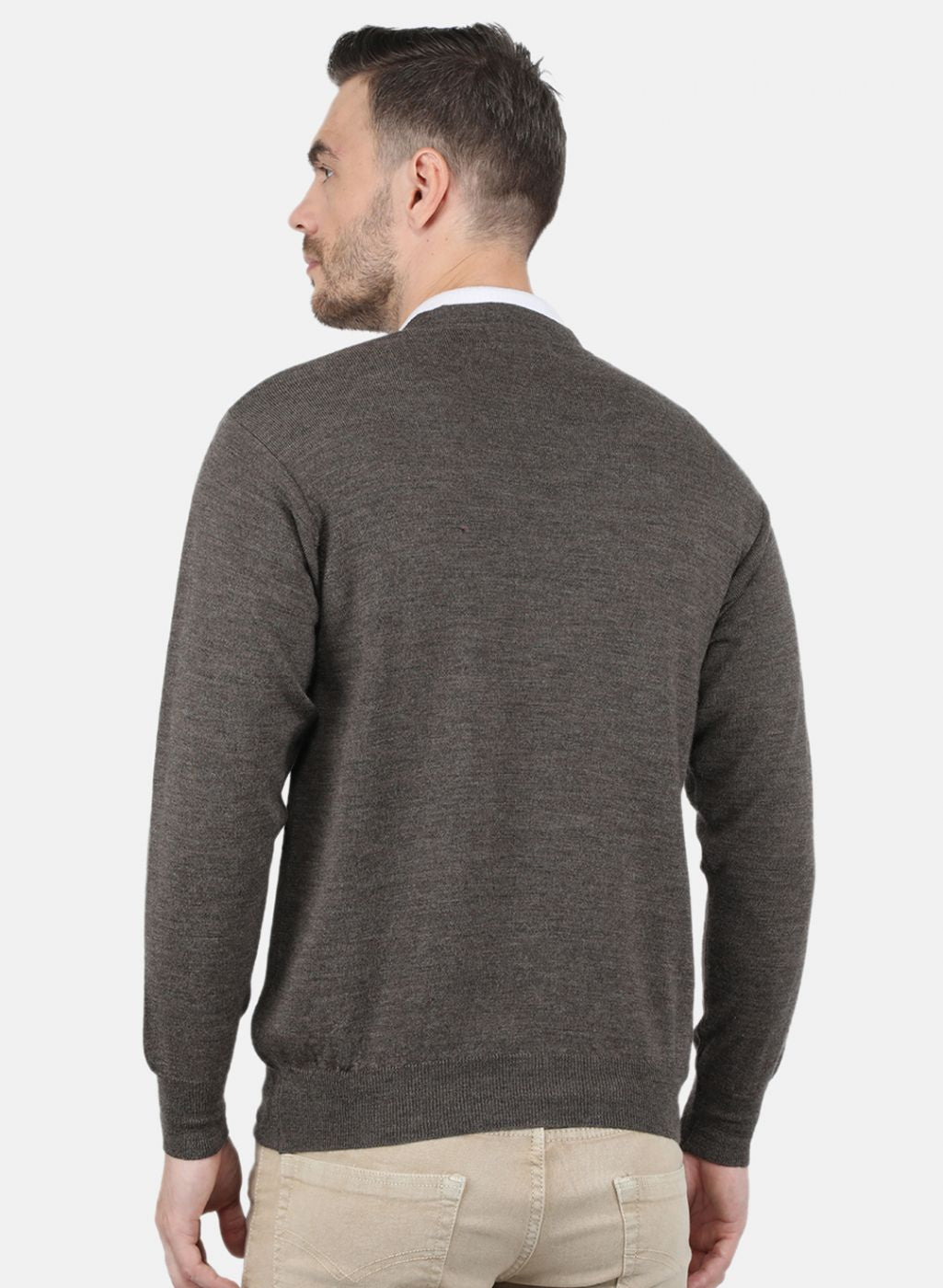 Men Brown Solid Cardigan