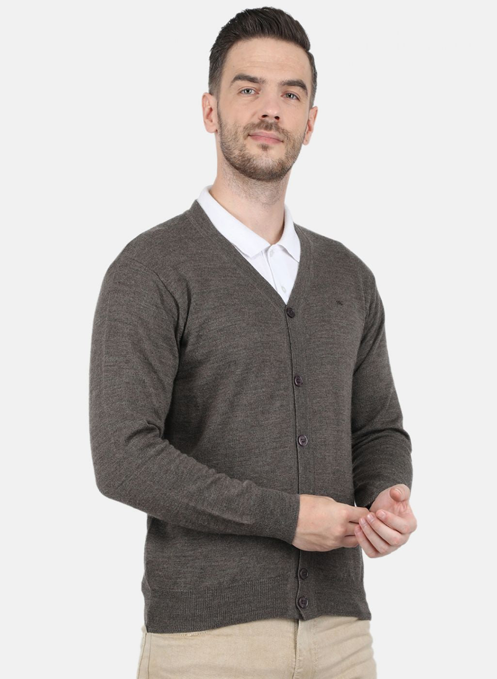 Men Brown Solid Cardigan