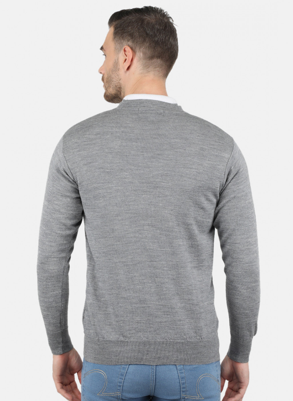 Men Grey Solid Cardigan