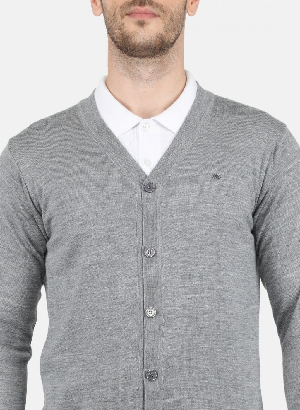 Men Grey Solid Cardigan