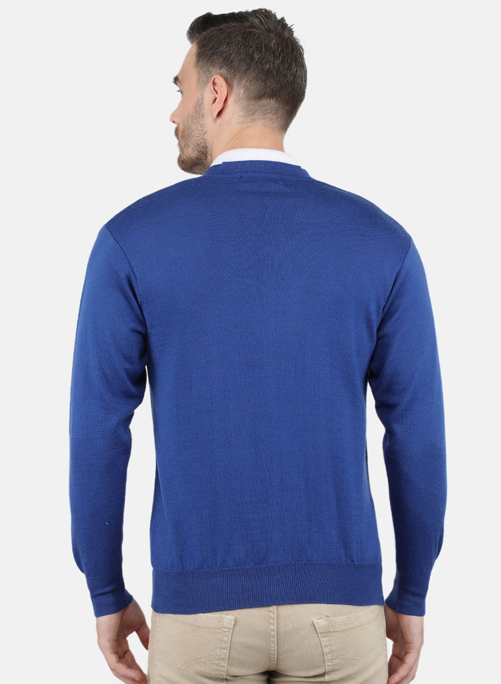 Men Blue Solid Cardigan