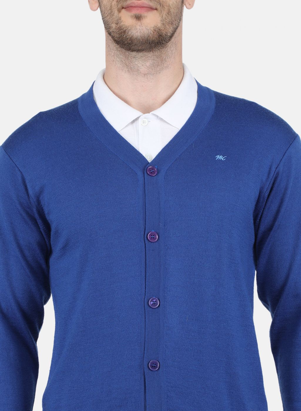 Men Blue Solid Cardigan