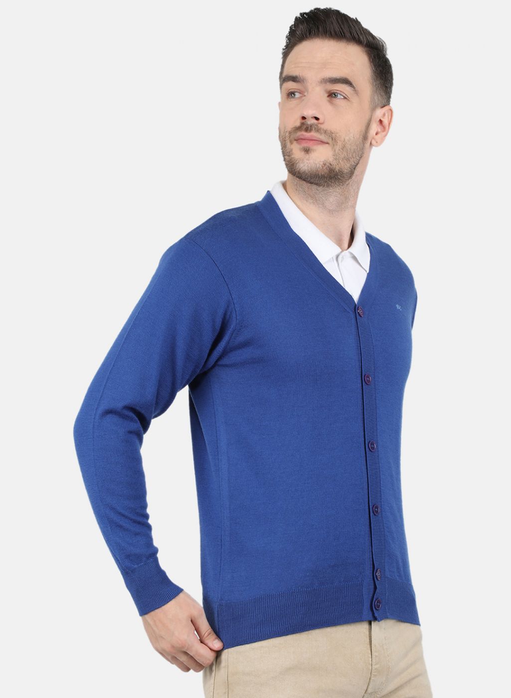 Men Blue Solid Cardigan