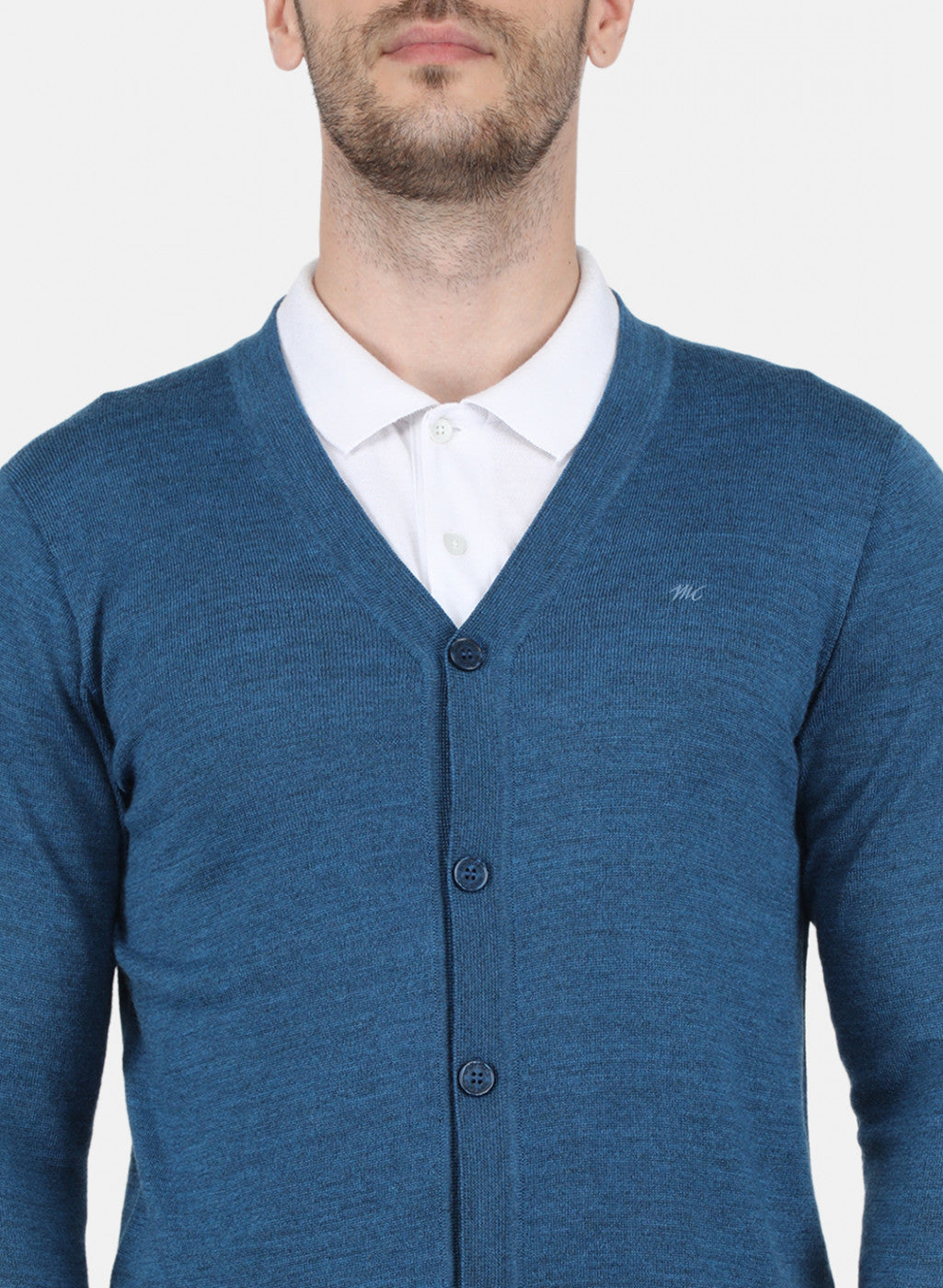 Men Blue Solid Cardigan
