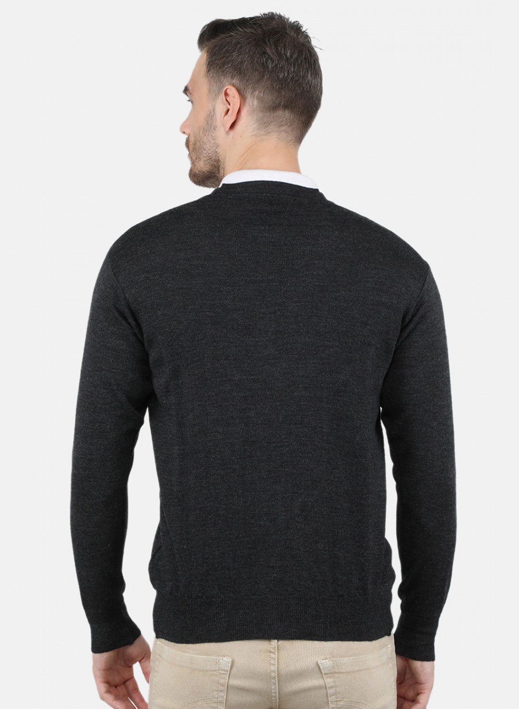 Men Grey Solid Cardigan