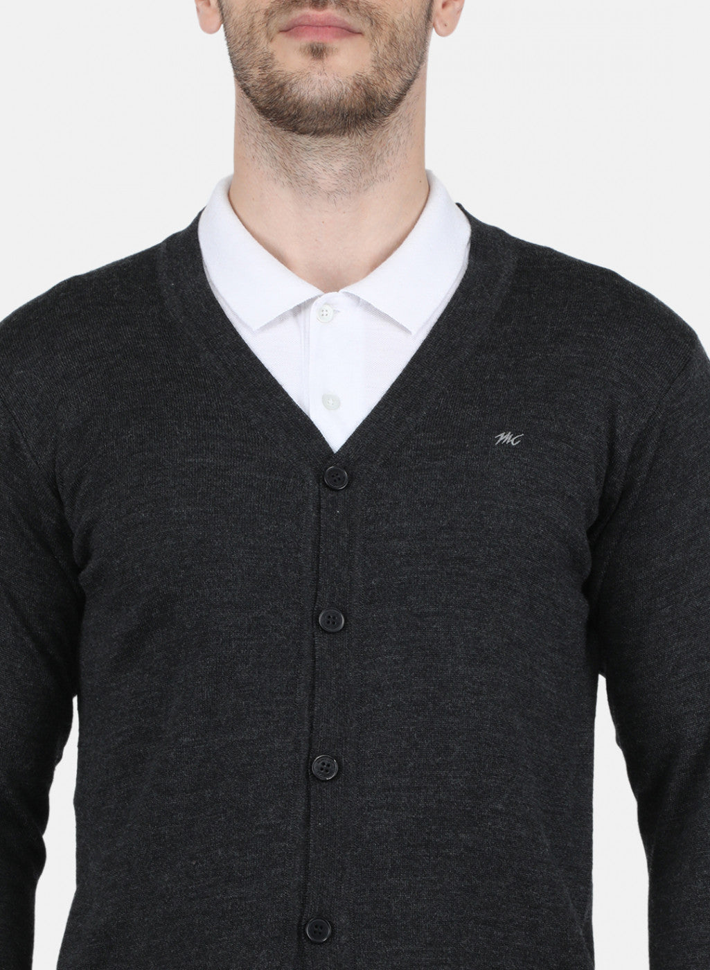 Men Grey Solid Cardigan