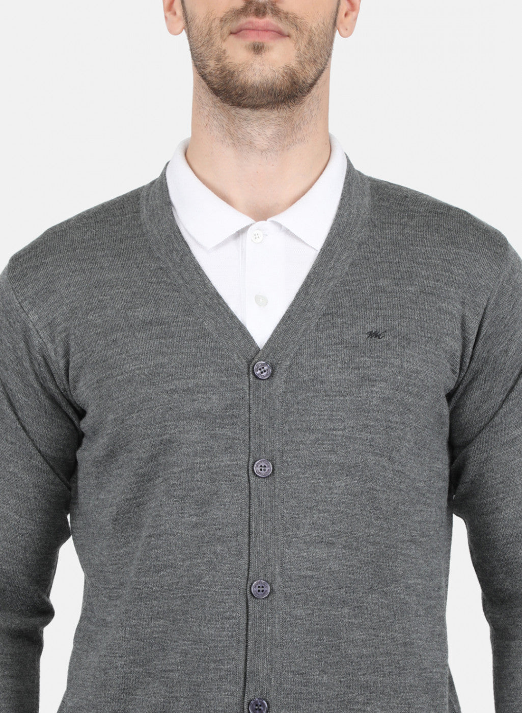 Men Grey Solid Cardigan