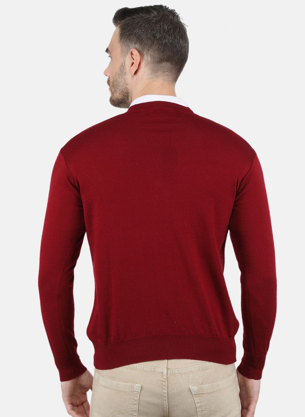 Men Maroon Solid Cardigan