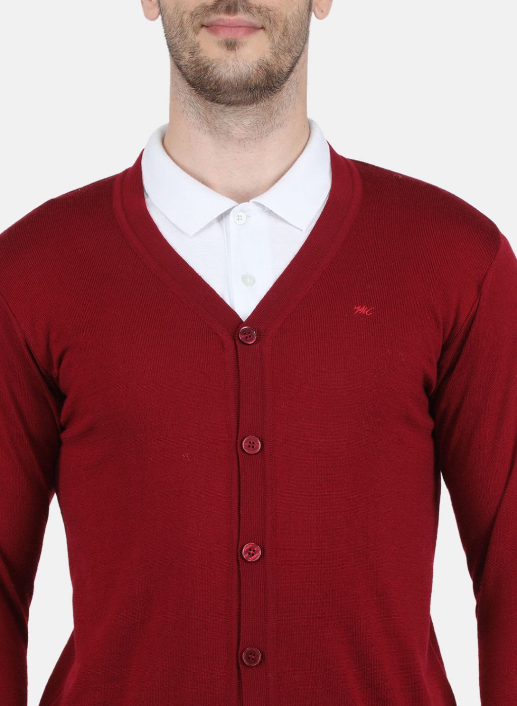 Men Maroon Solid Cardigan