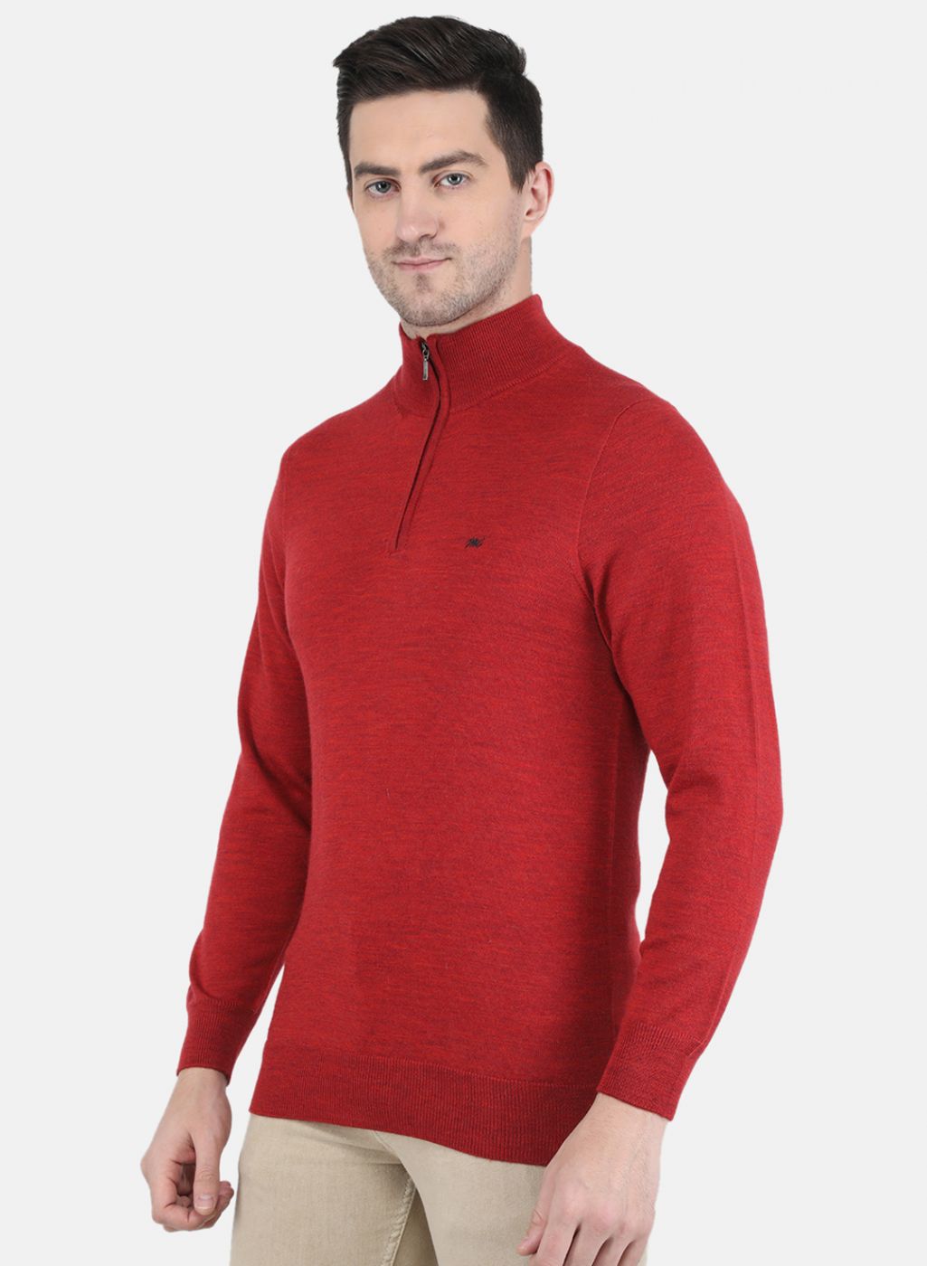 Men Red Solid Pullover
