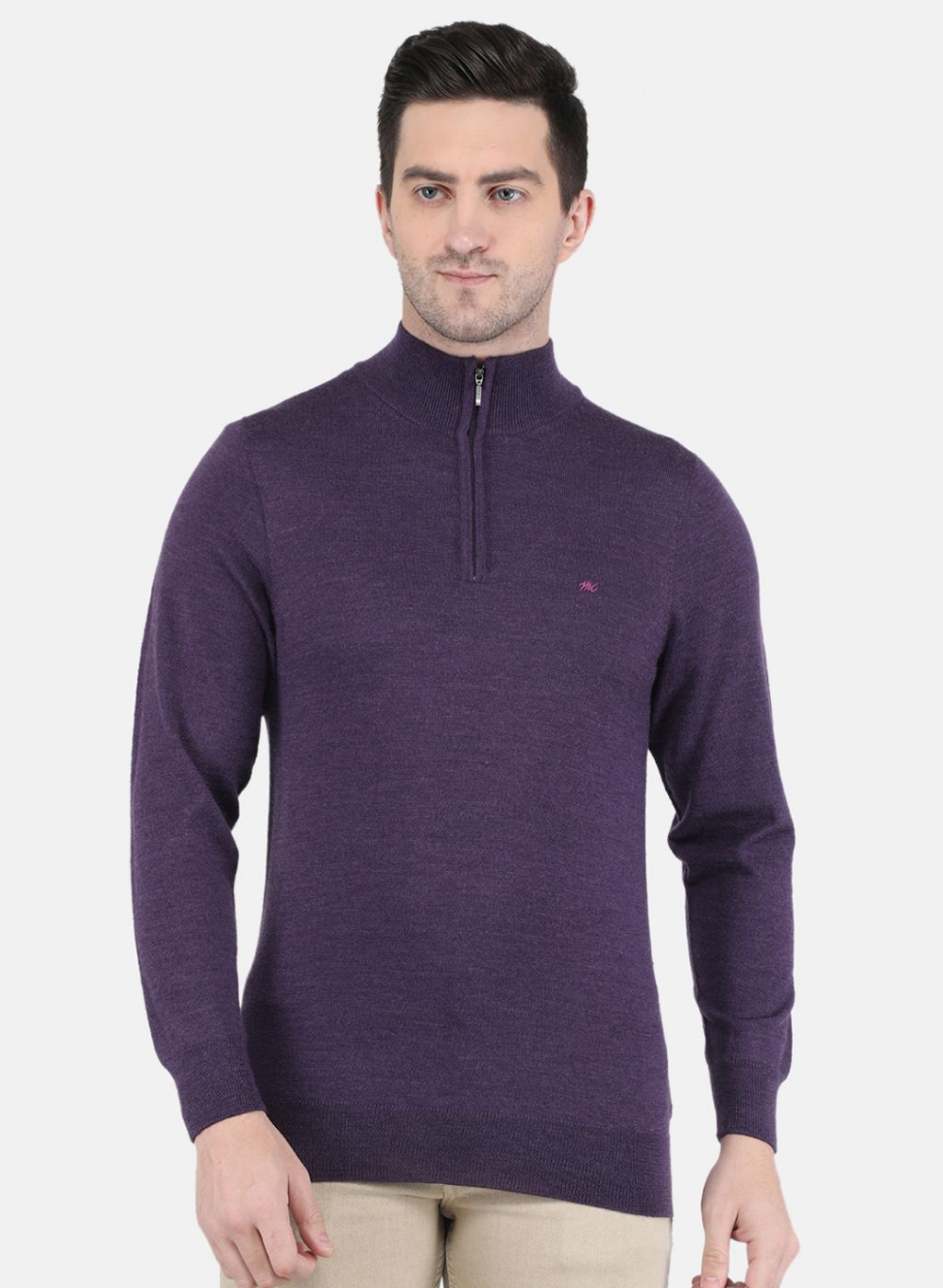 Men Purple Solid Pullover