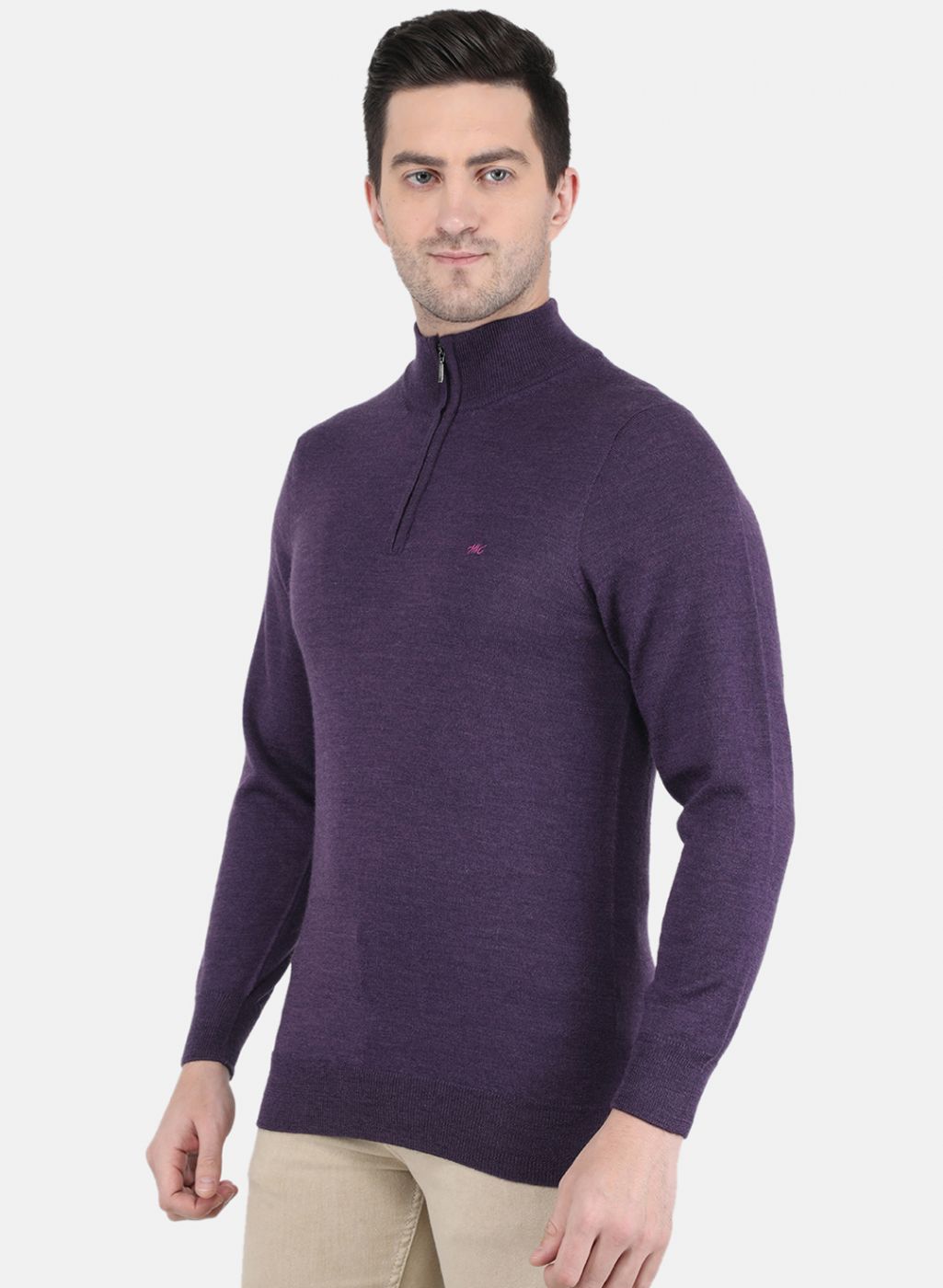 Men Purple Solid Pullover
