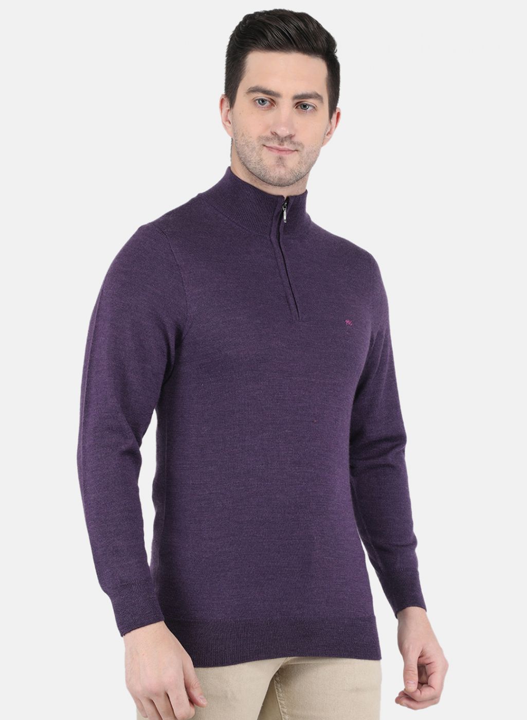 Men Purple Solid Pullover