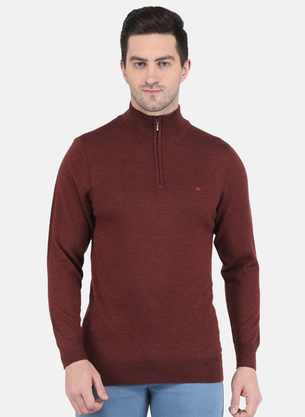 Men Brown Solid Pullover