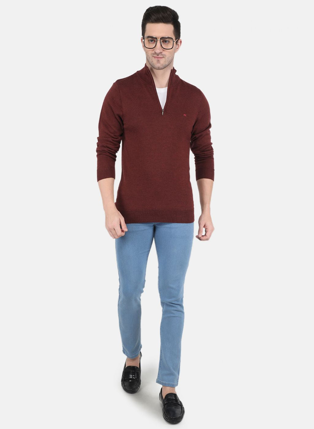 Men Brown Solid Pullover