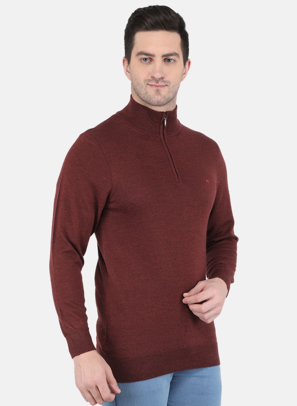 Men Brown Solid Pullover