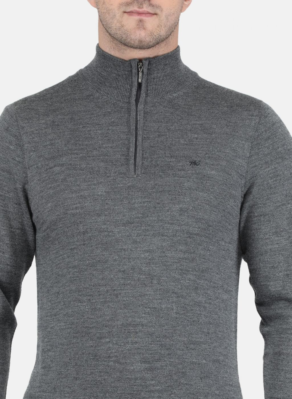 Men Grey Solid Pullover