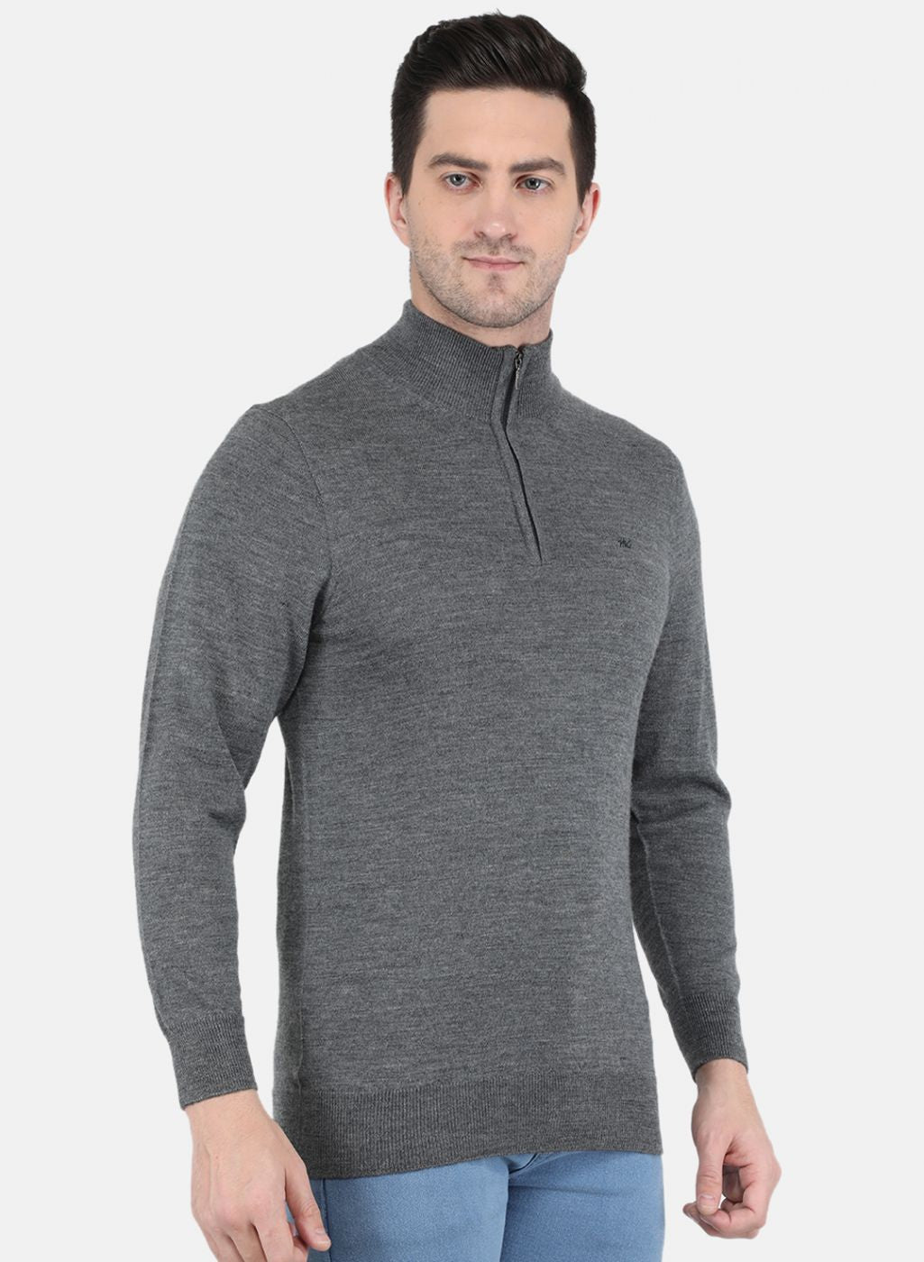 Men Grey Solid Pullover