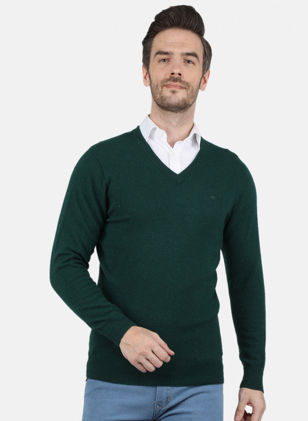 Men's Green Solid Pullover