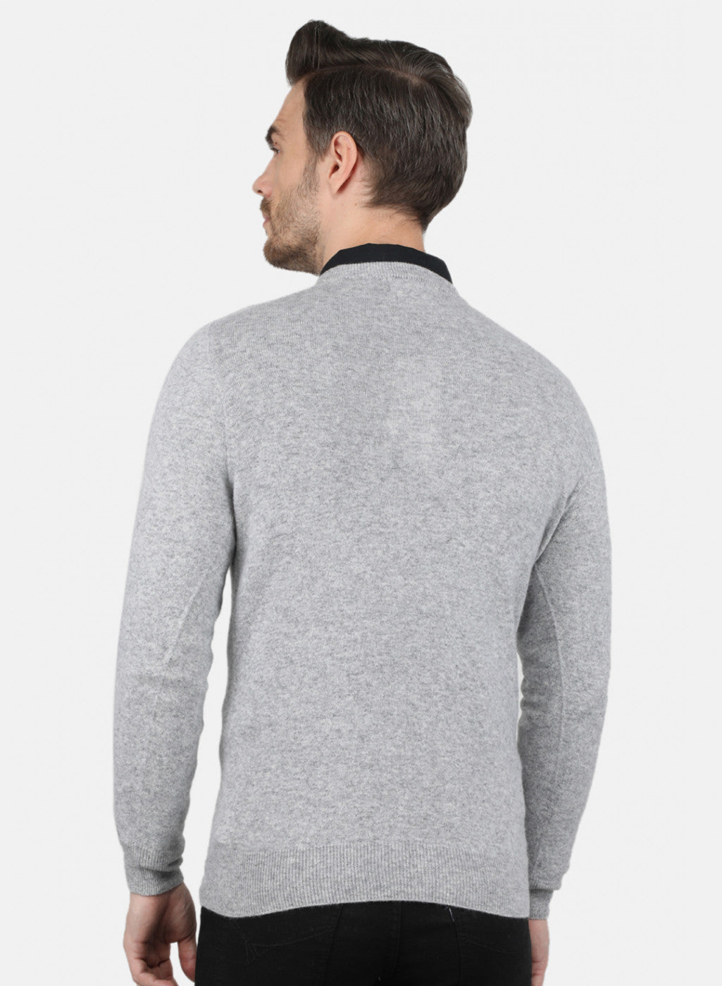 Men Grey Solid Pullover