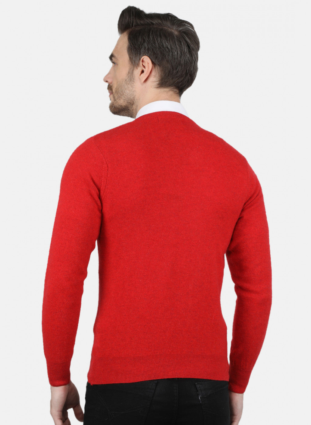 Men Red Solid Pullover