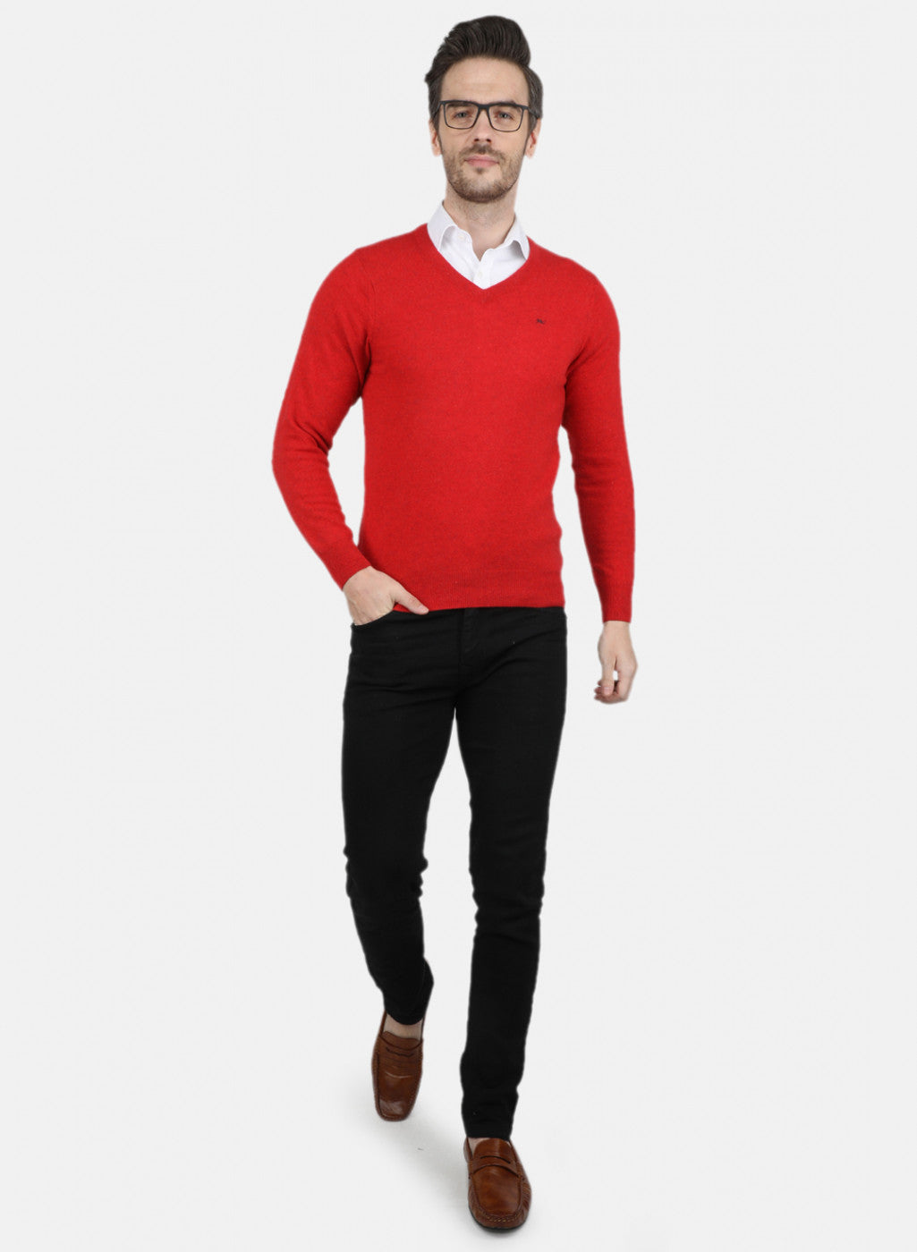 Men Red Solid Pullover