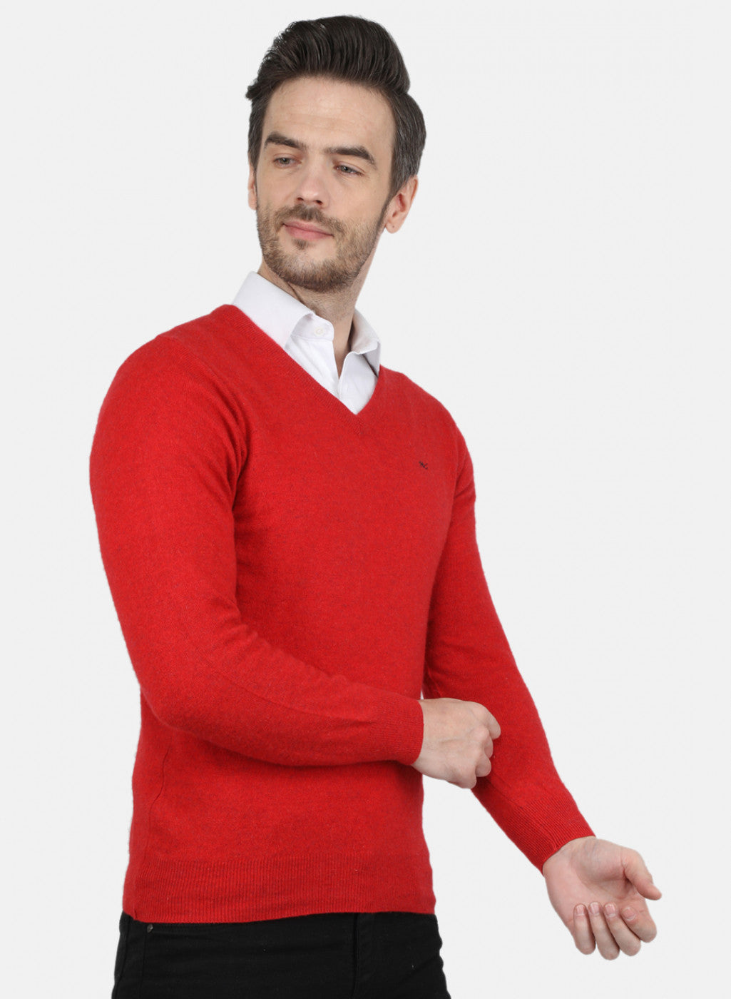 Men Red Solid Pullover