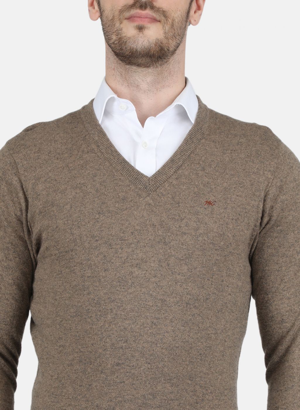Men Beige Solid Pullover