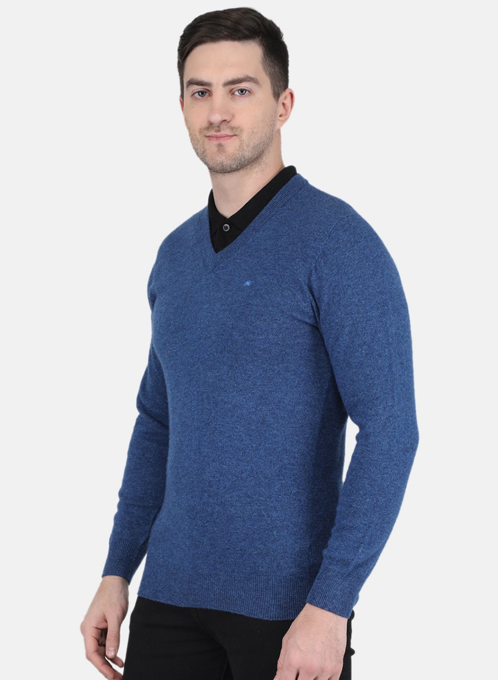 Men Blue Solid Pullover