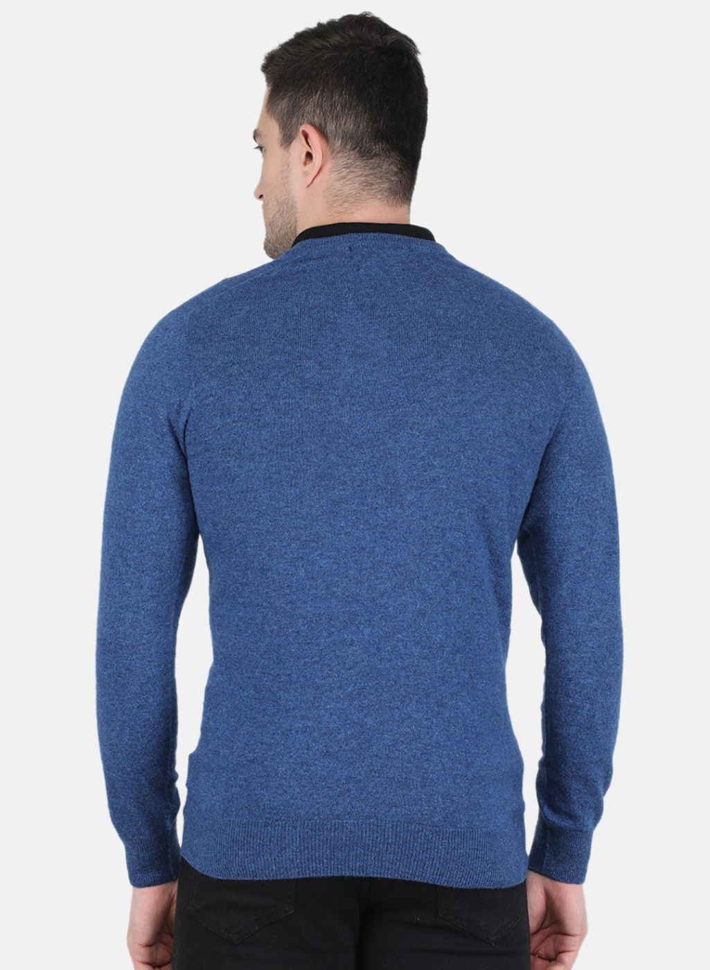 Men Blue Solid Pullover