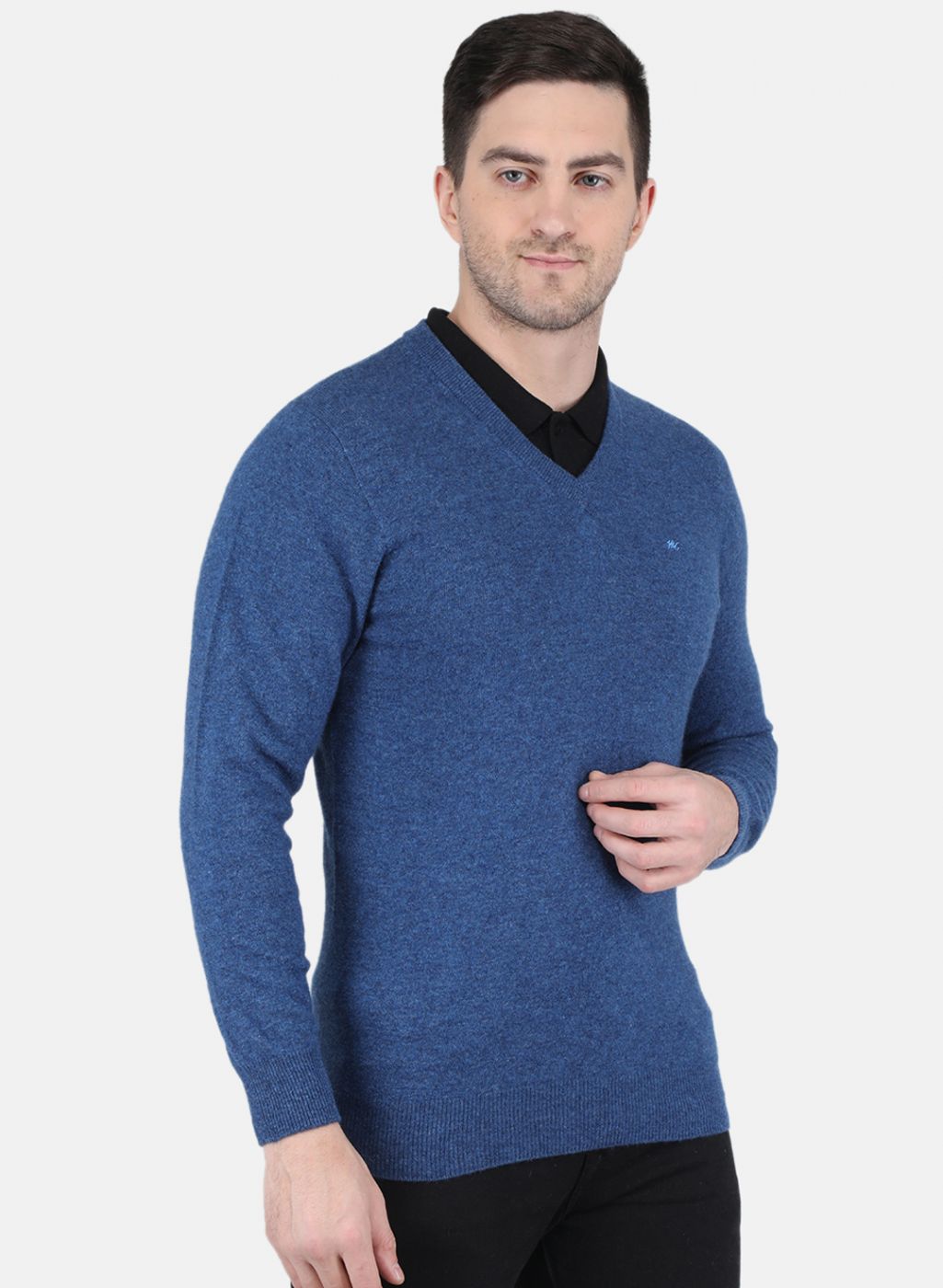Men Blue Solid Pullover