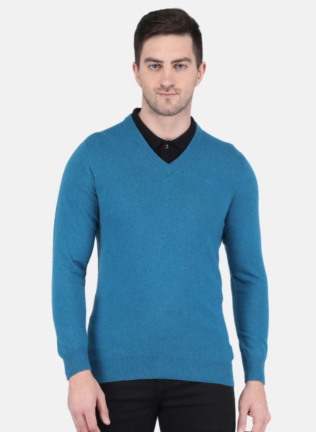 Men Blue Solid Pullover