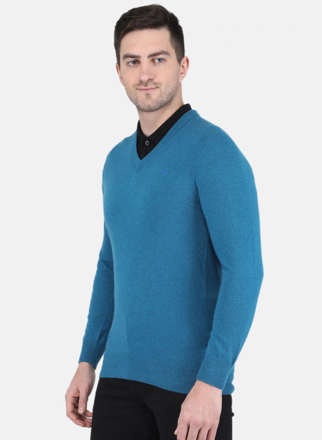 Men Blue Solid Pullover