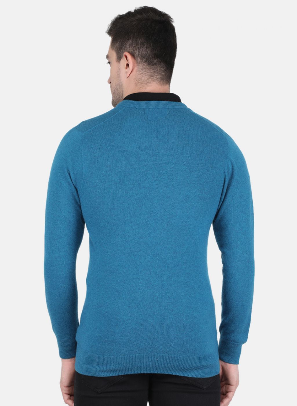 Men Blue Solid Pullover