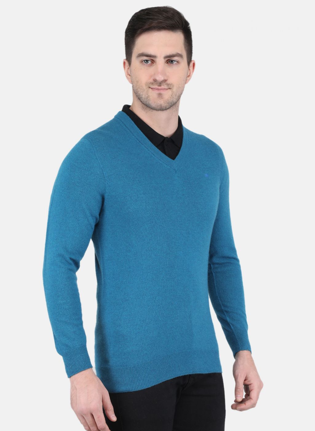 Men Blue Solid Pullover