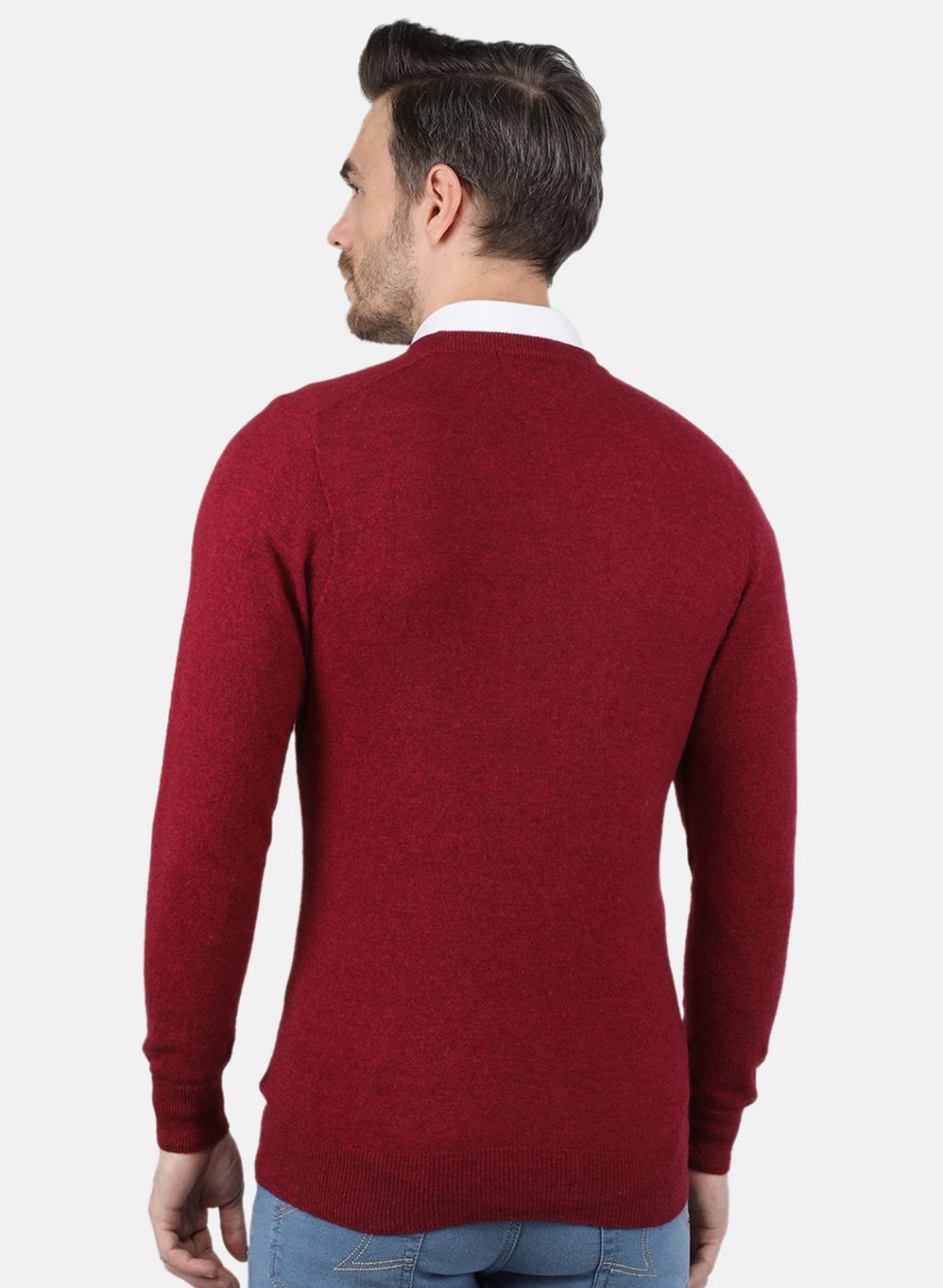 Men Red Solid Pullover